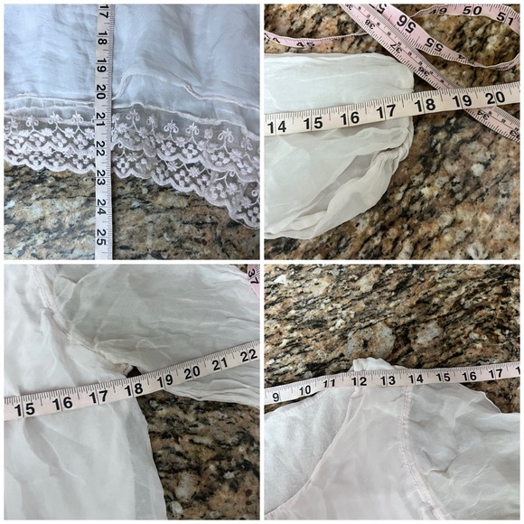 Prontomoda Guisy Boho White Lace Hem Peasant Blouse Lagenlook  Tunic Blouse XS - Picture 6 of 11